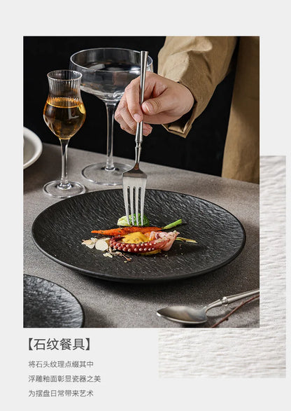 ceramic tableware, steak plates, stone pattern frosted salad plates, fruit plates, restaurant , western food