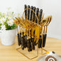 24Pcs Tableware Set with Holder Stainless Steel Cutlery Set Service for 6 Utensils Set Mirror Polished Forks Knives Spoon Set