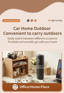 2-in-1 Wireless Portable Coffee Machine – Grind Beans & Hand Brew Anywhere for Camping & Outdoor Adventures