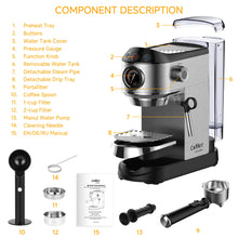 BioloMix 20 Bar Stainless Steel Semi-Automatic Coffee Machine with Milk Frother Wand for Espresso Cappuccino And Powder Coffee