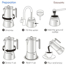 Easyworkz Diego Stovetop Espresso Maker Stainless Steel Italian Coffee Machine Maker Induction Moka Pot