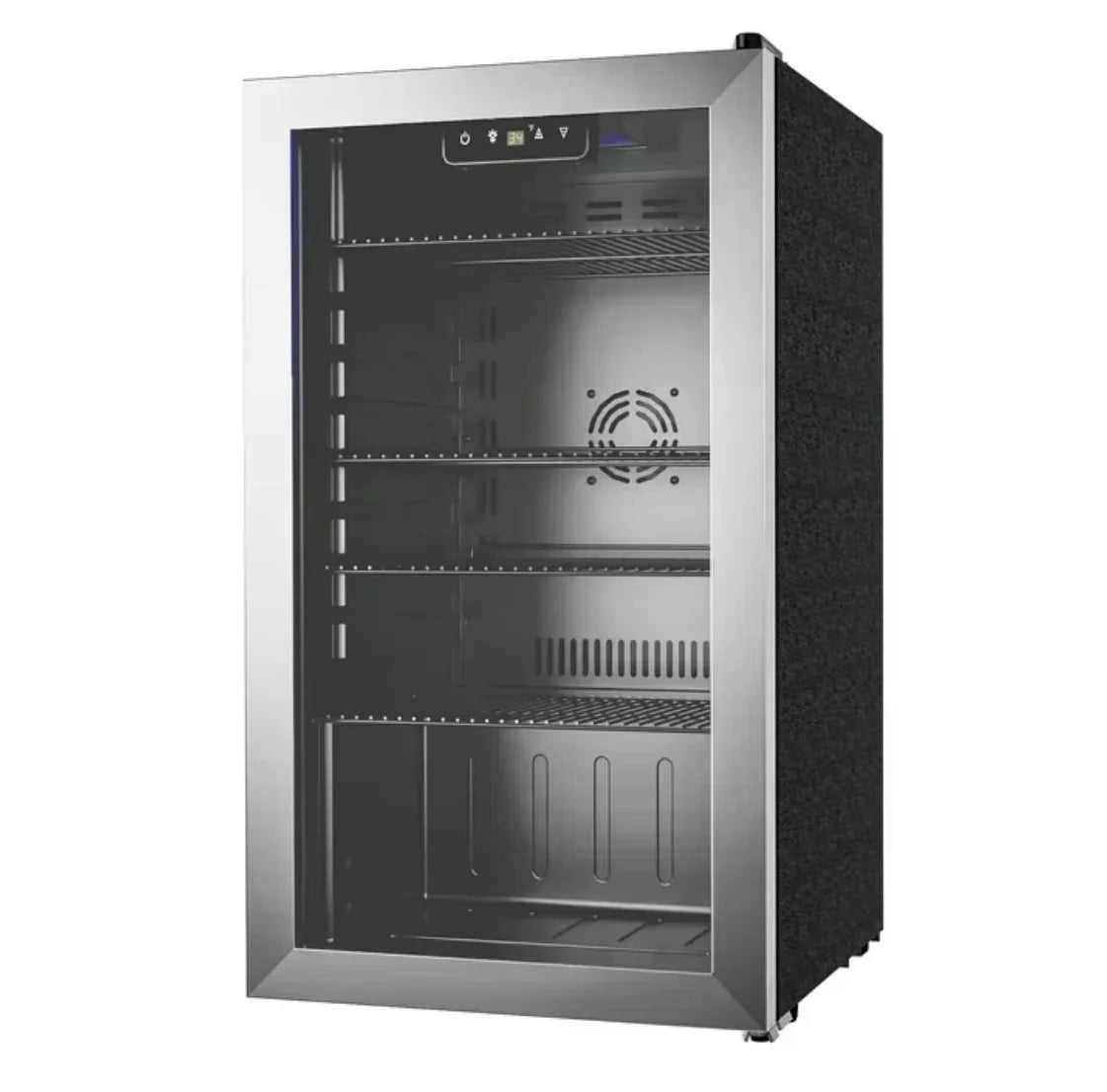 125-Can Beverage Refrigerator and Cooler with Glass Door in Silver, 17.3 in D x 31.5 in H, Energy-Efficient and Durable Mini Fridge for Home, Kitchen, Office, or Bar, Ideal for Soda, Beer, Water, and Drinks Storage, Stylish,