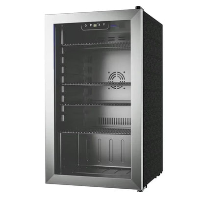 125-Can Beverage Refrigerator and Cooler with Glass Door in Silver, 17.3 in D x 31.5 in H, Energy-Efficient and Durable Mini Fridge for Home, Kitchen, Office, or Bar, Ideal for Soda, Beer, Water, and Drinks Storage, Stylish,