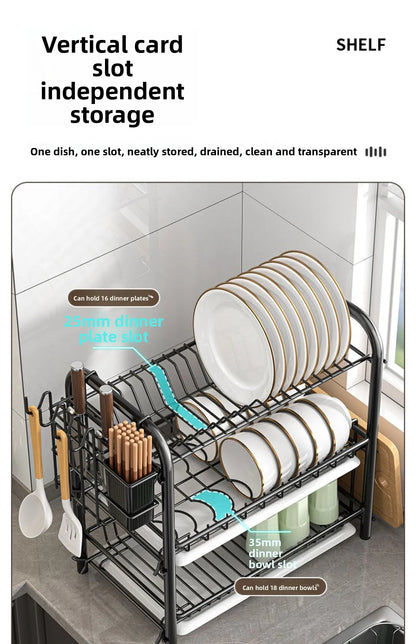 Dish Storage Rack Kitchen Shelf Dish Drain Rack Bowl Rack Cupboard Chopsticks Storage Box