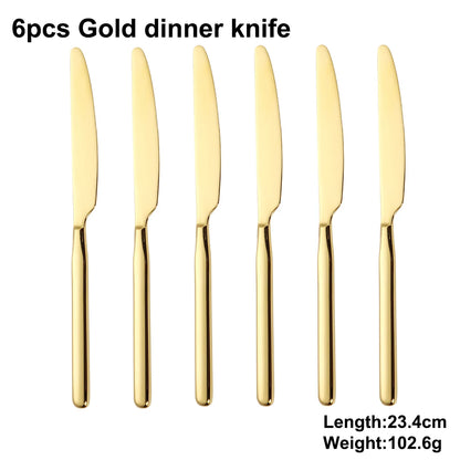 4/6/12/16/18/20/24Pcs Gold Cutlery Set Stainless Steel 304 Tableware Elegant Western Knife Fork Spoon Mirror Dinner Set