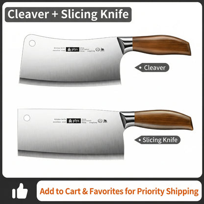 New Upgaded Complete 4-Piece Knife Set with Box - Stainless Steel Cleaver, Chef, Slicing & Paring Knives for All Kitchen Needs
