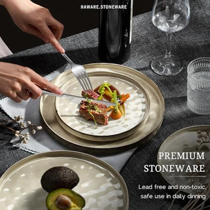 Dinnerware Sets 12-Piece Plates and Bowls Set Stoneware Dish Set for 4 Ceramic Dinnerware for Home Restaurant Chip and Scratch
