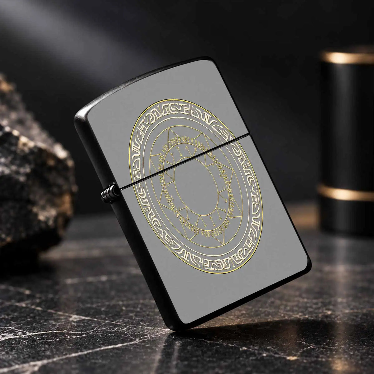 Exquisite Mystic Rune Magic Circle Patterned Lighter, Sleek Portable Design For Daily Commute, Outdoor Trips, Gathering And All Scenarios, Durable Fine Craftsmanship, Ideal For Personal Use And Gifting To Families, Frie A Hum