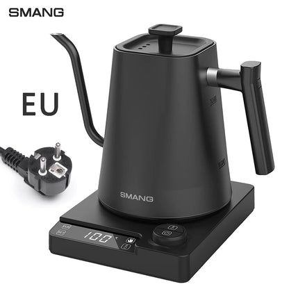 SMANG 1200W Gooseneck Electric Kettle 1L Temperature Control Coffee Kettle Pour Over Coffee Kettle Rapid Heating Kettle