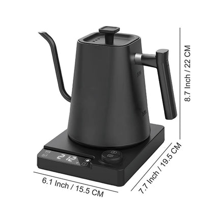 110V/220V Gooseneck Electric Kettle 1.0L Hand Brew Coffee Pot Smart Temperature Control Pot 1200W Rapid Heating Kettle Teapot