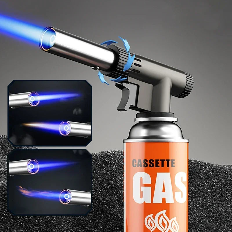 Metal Gas Burner Torch Flame Gun Butane Burner Outdoor Camping BBQ Flamethrower Welding Equipment Kitchen Lighter Fire Starter