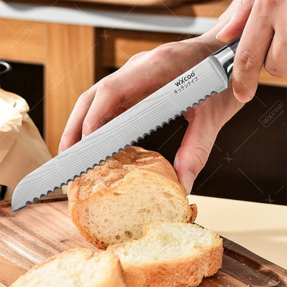 WXCOO Santoku Butcher Carving Knife Japanese Kitchen Knives High Carbon Steel Knife Set Fruit Bread Meat Cleaver Boning Knife
