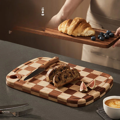 Creative checkerboard grid Cutting board household mosaic chopping board kitchen auxiliary food board fruit solid wood case plat