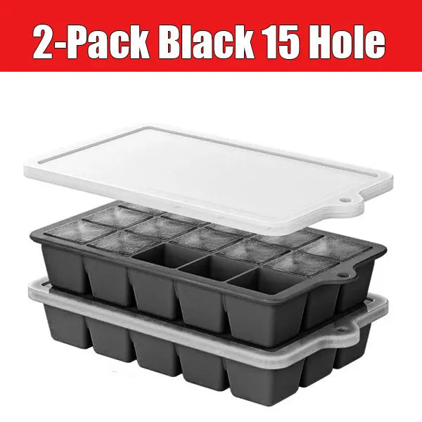 2PCS Ice Cube Moulds with Lid 15 Grid Silicone Freezer Ice Cube Trays Reusable Ice Cube Mold for Whiskey Cocktail Juice Coffee