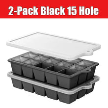 2PCS Ice Cube Moulds with Lid 15 Grid Silicone Freezer Ice Cube Trays Reusable Ice Cube Mold for Whiskey Cocktail Juice Coffee