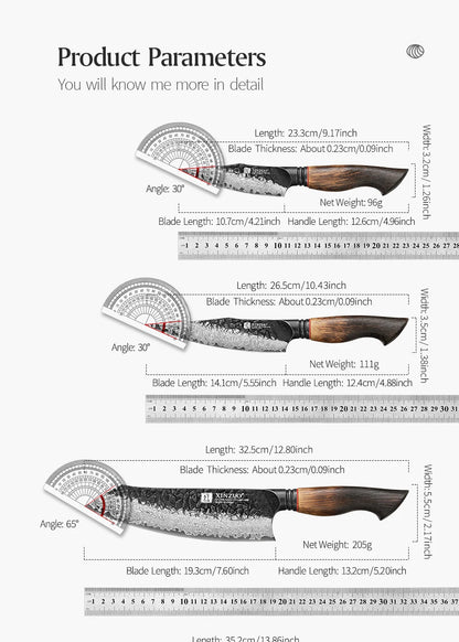 XINZUO 1-5PCS Damascus Steel Kitchen Knife 10Cr15CoMov Steel Core Chopping Vegetables And Fruits Household Kitchen Knife