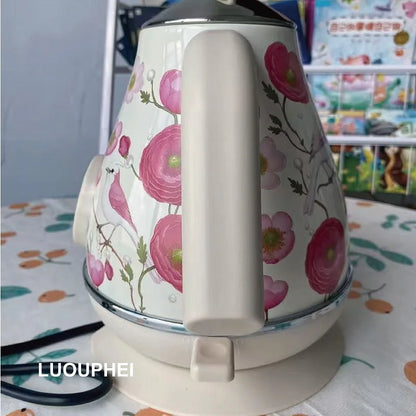 1.7L Retro Electrc Kettle Home With Temperature Display Boiling Water Auto Power Off 304 Stainless Steel Teapot Kitchen Tools