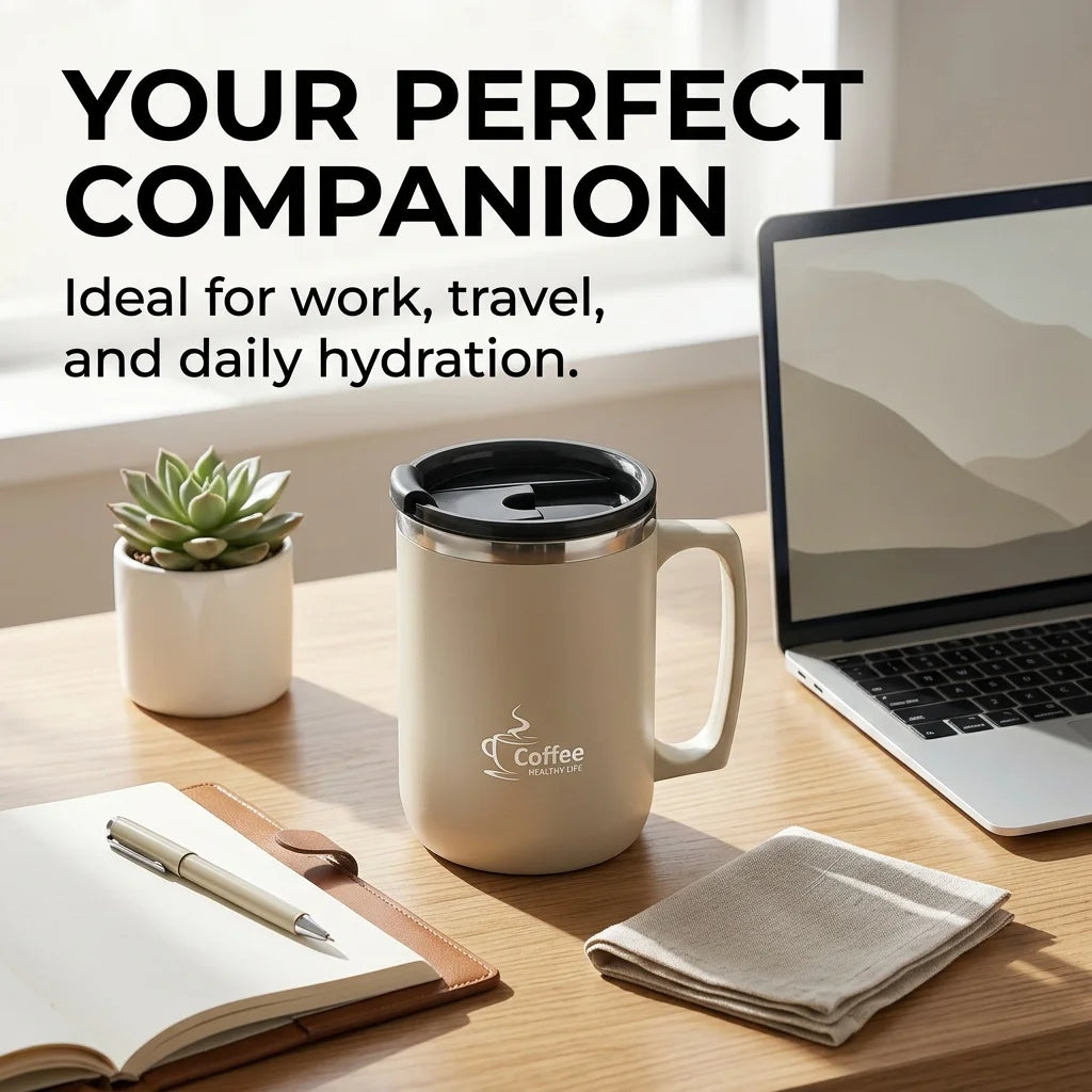 Travel Thermal Coffee Mug Tumbler With Handle 304 Stainless Steel Insulated Cup Leakproof Thermos Water Bottle Mini Dual Drink