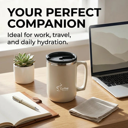 Travel Thermal Coffee Mug Tumbler With Handle 304 Stainless Steel Insulated Cup Leakproof Thermos Water Bottle Mini Dual Drink