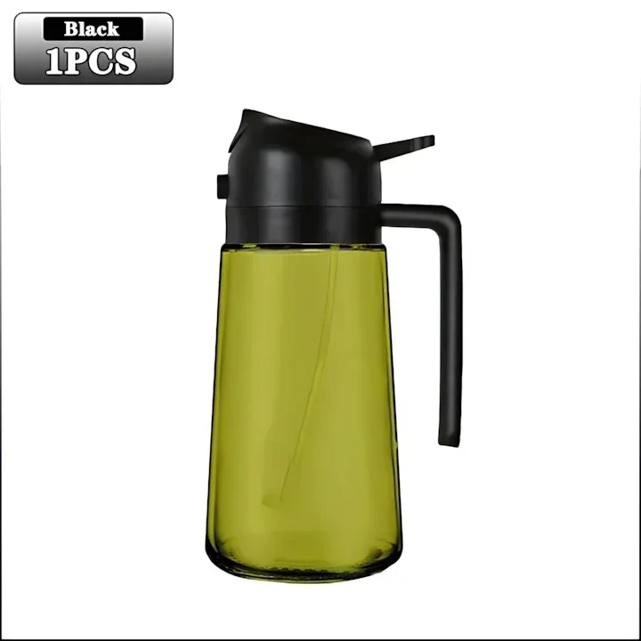 2in1 Black Glass Olive Oil Sprayer Lightproof Oil Dispenser for Cooking Salad Barbecue Kitchen Tools Refillable Spray Bottle