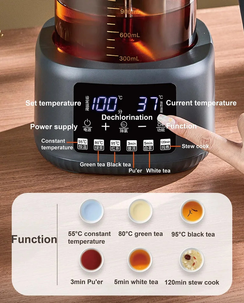 1.3L Electric Kettle With Filter Smart Health Pot Office Temperature Control Glass Flower Teapot Home Tea Maker Auto Thermos