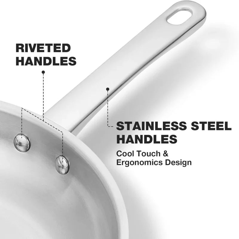 KOCH SYSTEME CS 8inch Frying Pan Stainless Steel Pan for Professional Cooking Uncoated Steak Frying pan omelette pan Induction