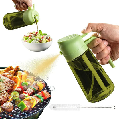 2in1 Black Glass Olive Oil Sprayer Lightproof Oil Dispenser for Cooking Salad Barbecue Kitchen Tools Refillable Spray Bottle