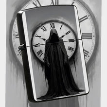 Portable Ignition Accessory With Dark Gothic Faceless Time Keeper Print, Retro Roman Numeral Clock Themed Unique Decor, Stylish Practical Collectible Gift For Daily Use, Gatherings And Creative Display For Art Lovers A Humoro
