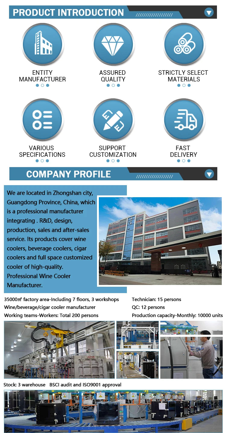 143 Bottles 375L Office Stainless Steel Black Color Built Wine Cellar Compressor Wine Cooler Wine bar Refrigerator