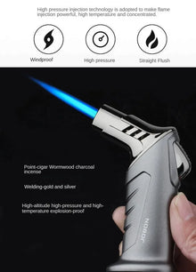 JOBON-Portable Cigar Lighter, Blue Flame, Direct Injection, High-end Cocktail Smoke Lighter, Home Outdoor Airbrush Men's Gadget
