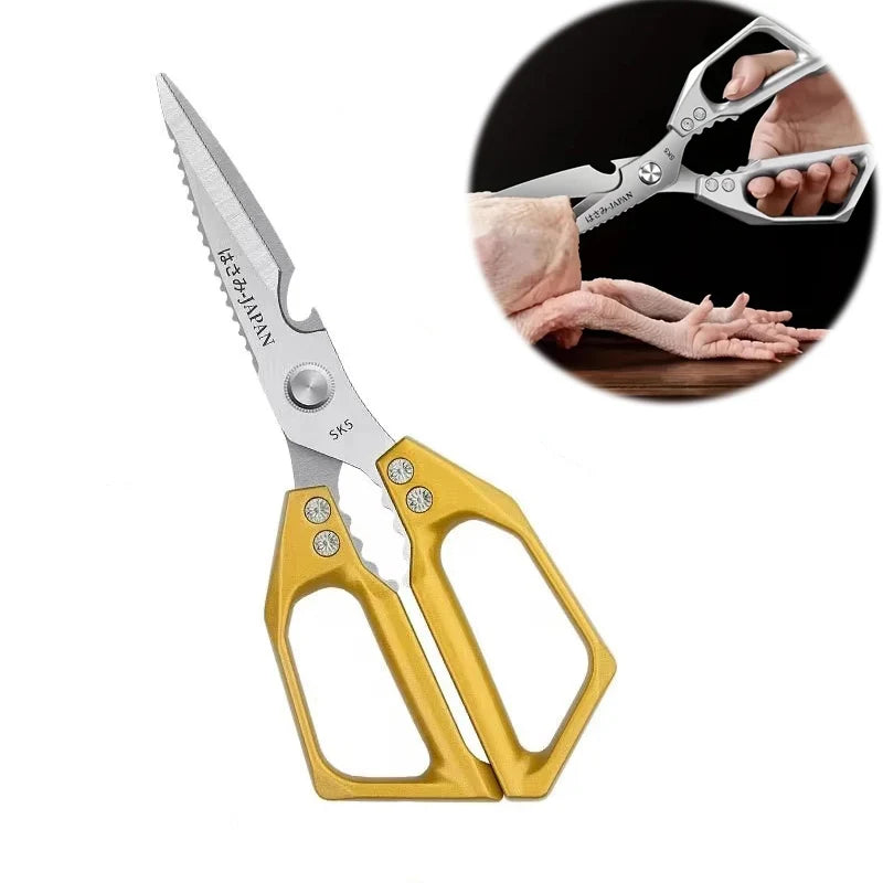 Multi-Purpose Shears kitchen Scissors Food hicken Bone Scissors SK5 Stainless Steel Fish Vegetable Meat Cutting Scissors Cooking
