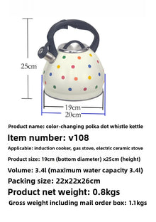 3L Color-Changing Flower Whistling Kettle, Stainless Steel Visual Alert When Water Boils, for Induction & Gas