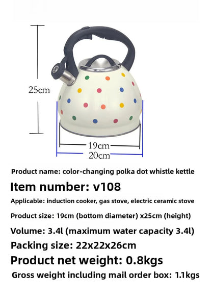 3L Color-Changing Flower Whistling Kettle, Stainless Steel Visual Alert When Water Boils, for Induction & Gas
