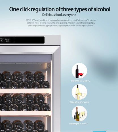 357L Wine Cooler Refrigerator Stainless Steel Wine Cabinet Intelligent Cellar for Red/White Wine Champagne Cocktail Liquor