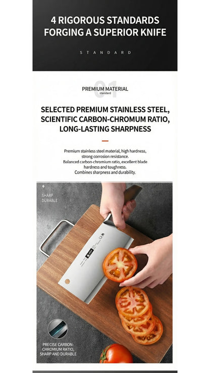 New Upgaded Complete 4-Piece Knife Set with Box - Stainless Steel Cleaver, Chef, Slicing & Paring Knives for All Kitchen Needs