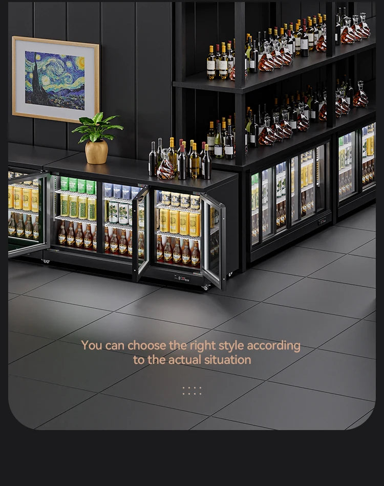 2 Doors Fridge Glass Beverage Display Fridge Party Ice Drink Back bar Bottle Built in Wine Cooler Under Counter