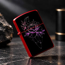 Neon Glow Crescent Moon Rose Lighter, Aesthetic Magenta Line Art Celestial Floral Pattern, Delicate Hangingcharm Decor, Stylish Portable Accessory For Daily Use, Gifting, Outdoor Camping And All Occasions, Smooth Touch A Humo