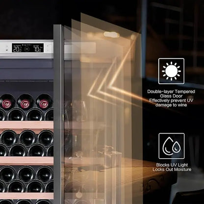 357L Wine Cooler Refrigerator Stainless Steel Wine Cabinet Intelligent Cellar for Red/White Wine Champagne Cocktail Liquor