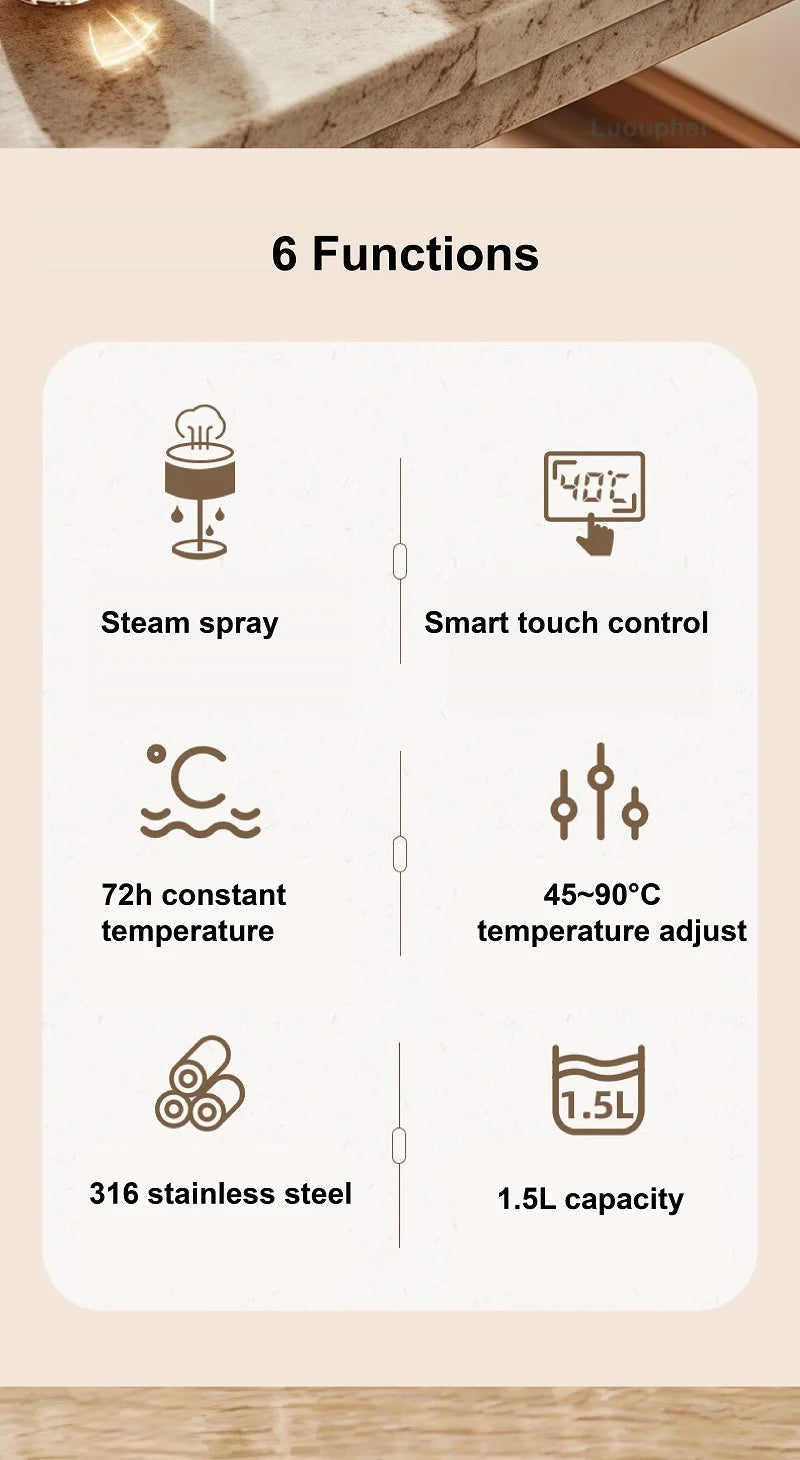 220V Health Kettle Temperature Control Pu'er Steam Teapot Baby 72h Constant Temperature Glass Milk Pot 1.5L Electric Kettle