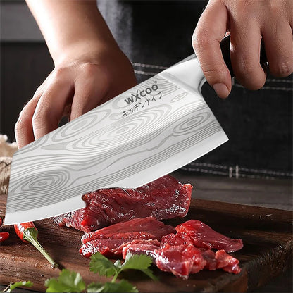 WXCOO Stainless Steel Japanese Knife 7Inch Kitchen Knife Ergonomic Wood Handle Santoku Knives for Cooking Kitchen Accessories