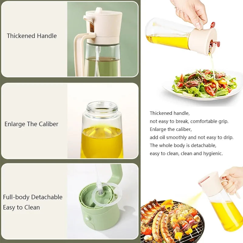 2 in 1 Oil Dispenser and Oil Sprayer Bottle Spray and Pour Olive Oils Sprayer Mister Cooking Olive Dispensers Bottle for Kitchen