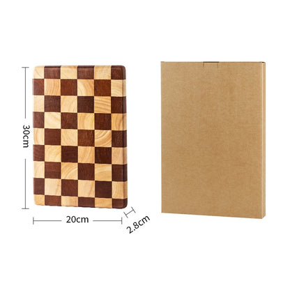 1 Pc End Grain Cutting Board Heavy Duty Rubber Wood Chopping Board Flippable Serving Board For Meat Bread Fruits Vegetable JT549