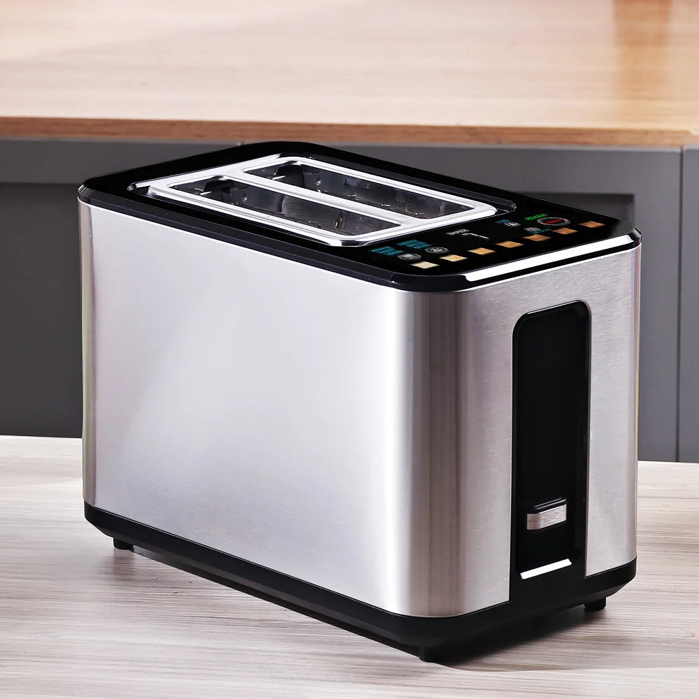 Smart Digital 2 Slice Toaster Electronic Appliances Home Bread Waffer Bun Modern Toaster Touch Color Screen