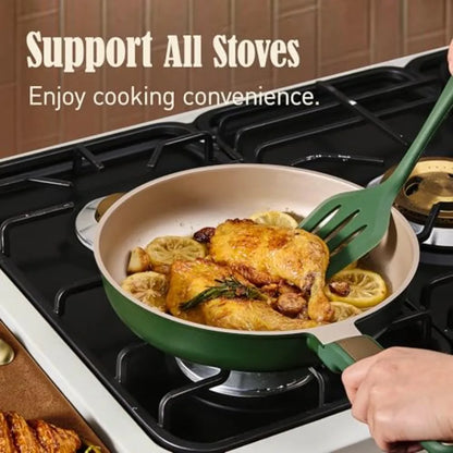 Pots and Pans Set Non stick, Cookware Set, 31pcs NonStick Kitchen Set Induction Cookware Non-toxic Cooking Set, Green