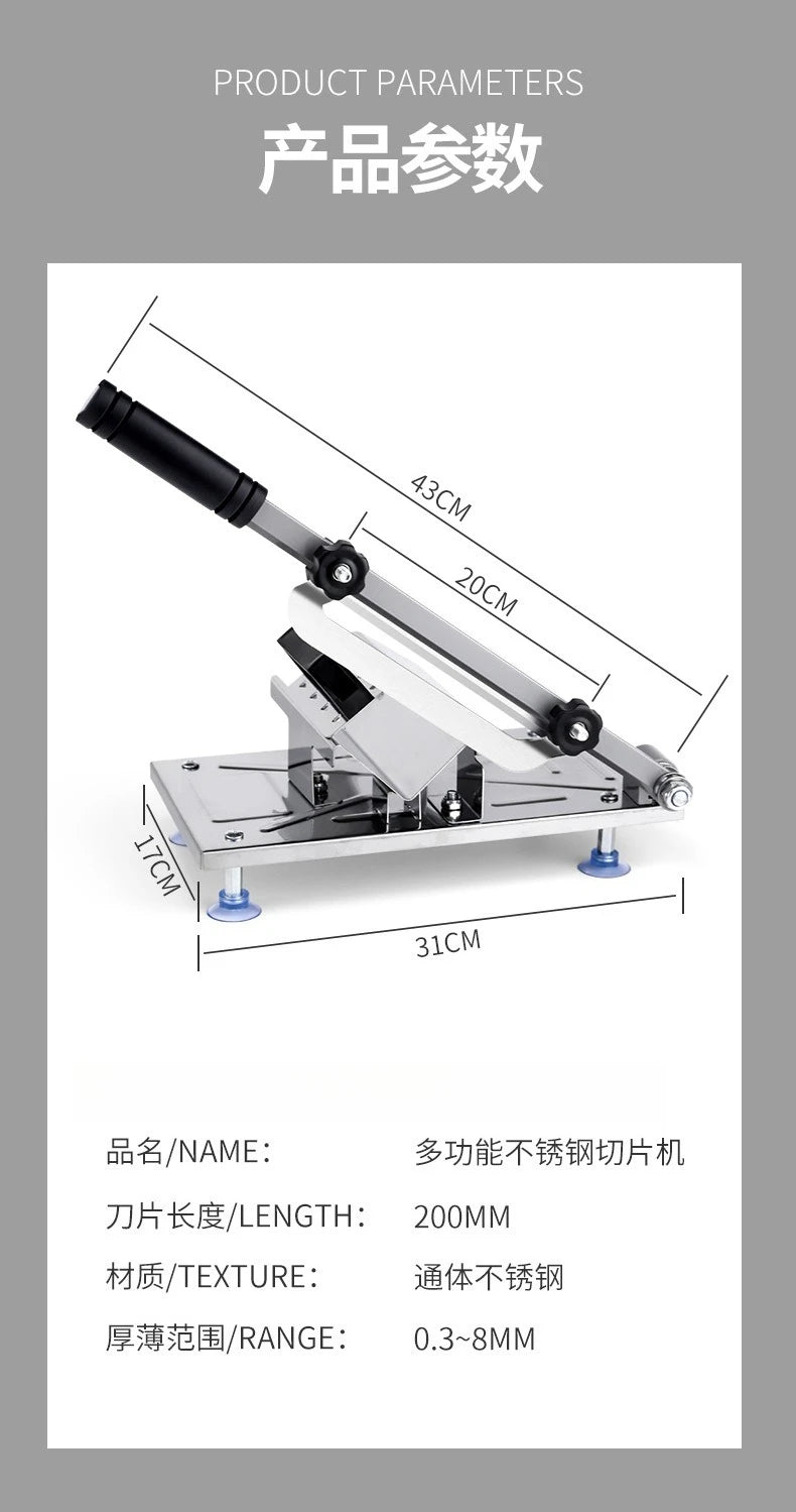 Stainless Steel Meat Slicer – Multi-Function Home Cutter for Beef Mutton Rolls, Frozen Meat Shredding Machine
