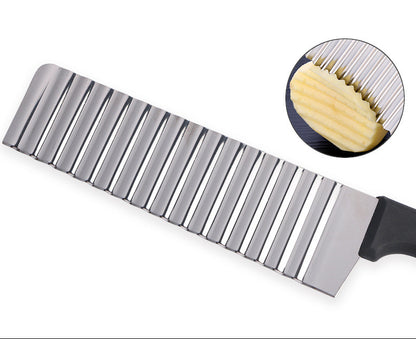 Stainless Steel Potato Chip Slicer Dough Vegetable Fruit Crinkle Wavy Slicer Knife Potato Cutter Chopper French Fry Maker