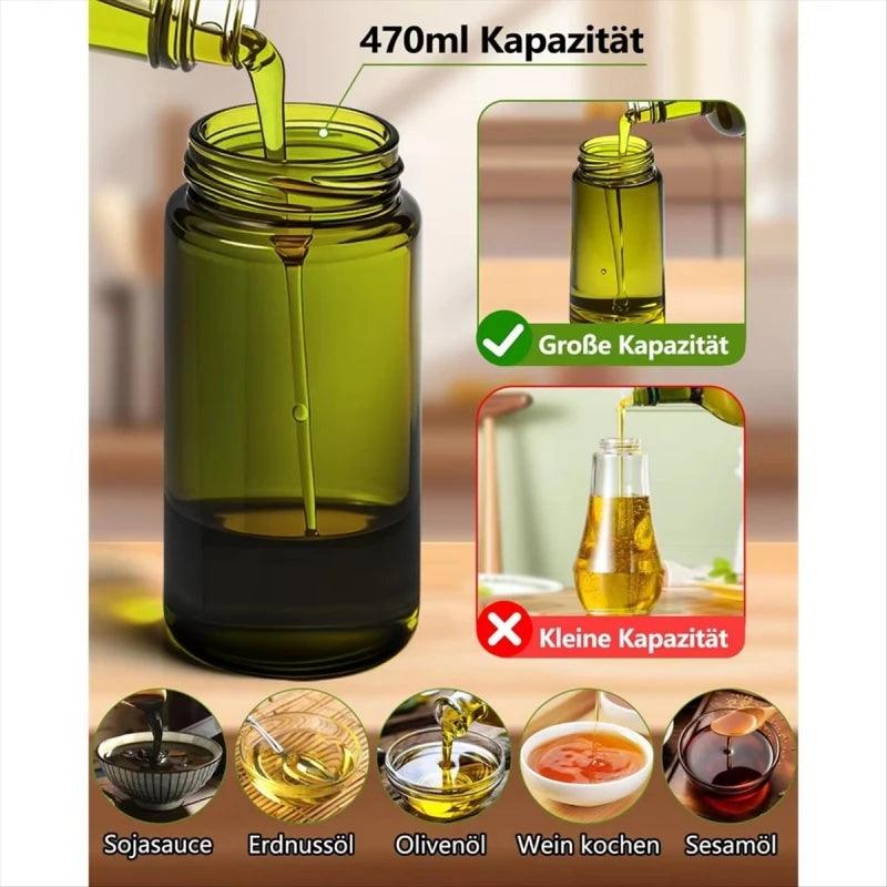 2-in-1 16oz 470ml Brown Glass Oil Sprayer Leakproof Eco-Friendly Olive Oil Dispenser Perfect for Cooking BBQ Grill Air Fryer