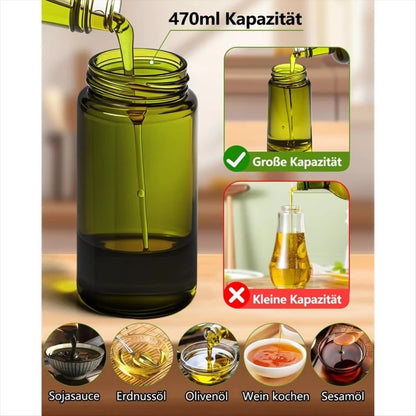 2-in-1 16oz 470ml Brown Glass Oil Sprayer Leakproof Eco-Friendly Olive Oil Dispenser Perfect for Cooking BBQ Grill Air Fryer