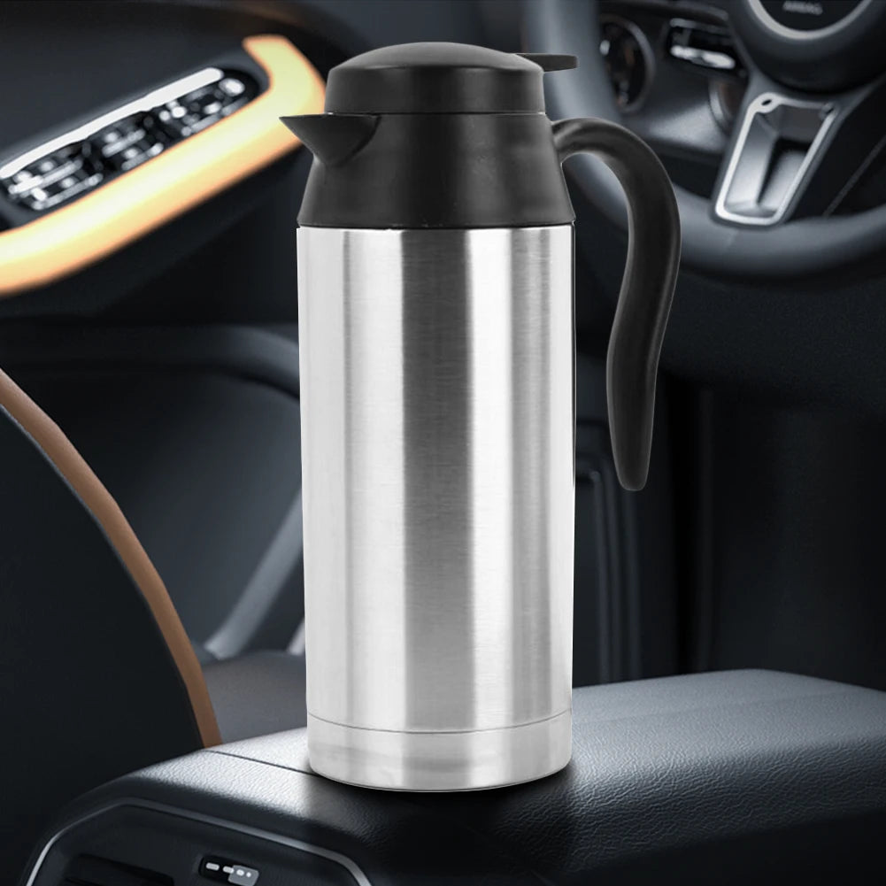 12/24V Car Coffee Mug 750ml Car Kettle Boiler Automatic Shut Off Stainless Steel Heating Travel Cup Kettle Boil Dry Protection