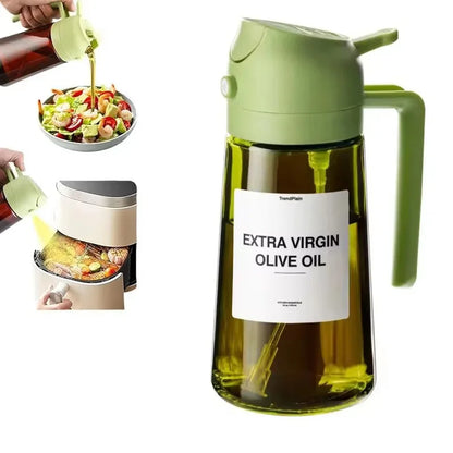 2-in-1 16oz 470ml Brown Glass Oil Sprayer Leakproof Eco-Friendly Olive Oil Dispenser Perfect for Cooking BBQ Grill Air Fryer
